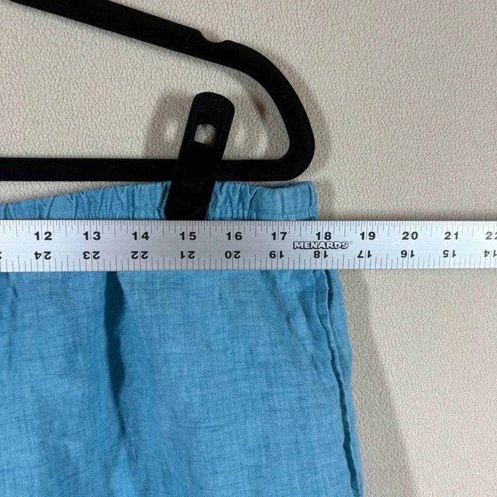 J. Jill Womens XL Teal Blue 100% Linen Elastic Waist Pocket Short Casual Classic